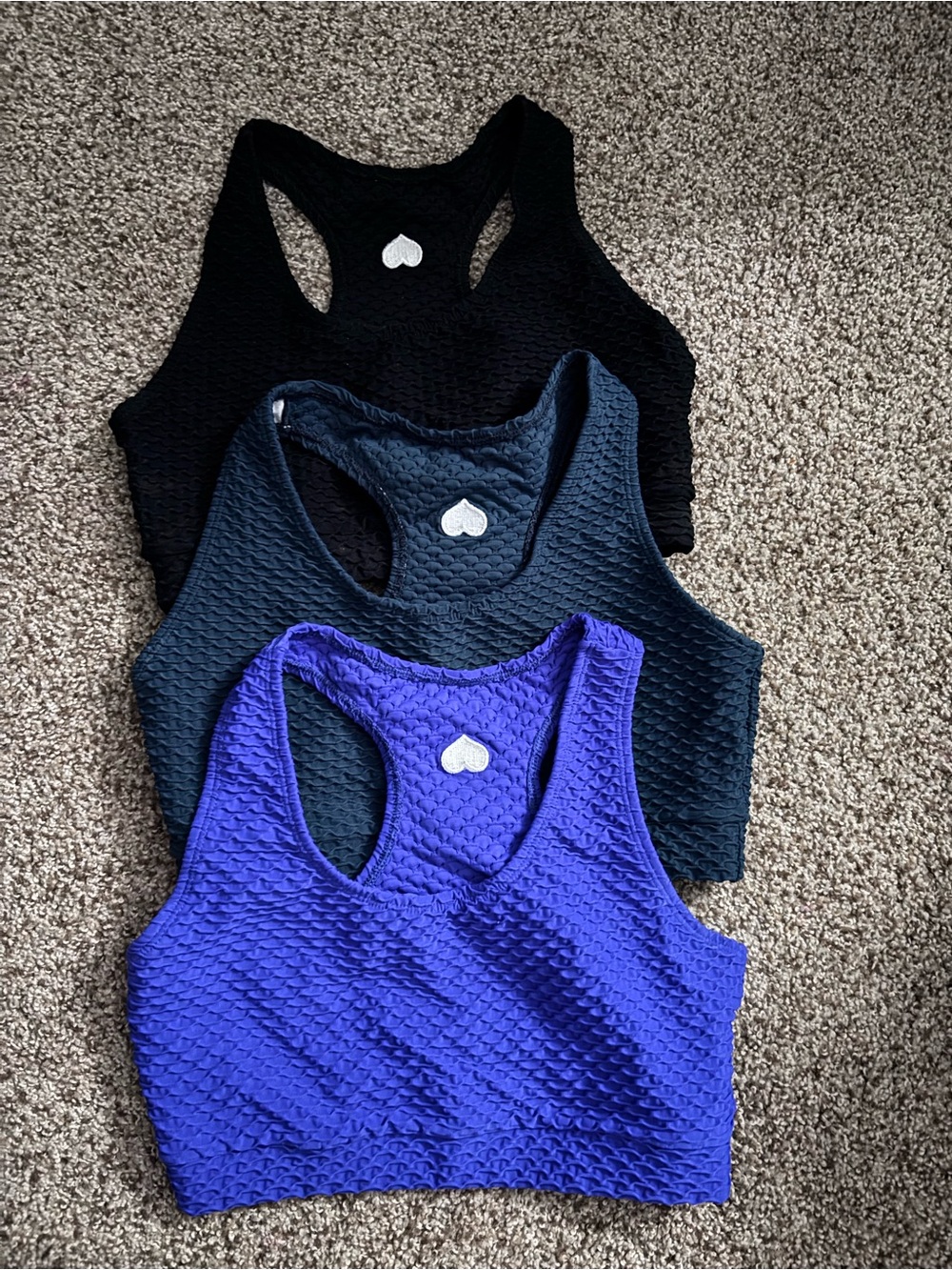 Booty by Brabants Textured Racerback Croco Crop Tops - Black, Navy, Royal Blue